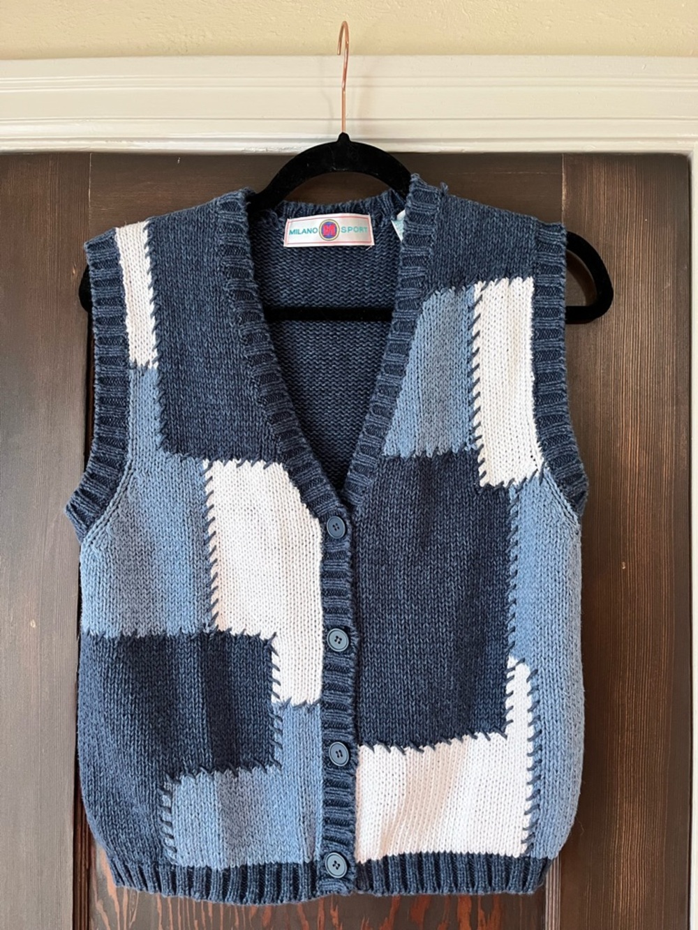 Milano Sport Two-Tone Blue Knit Vest